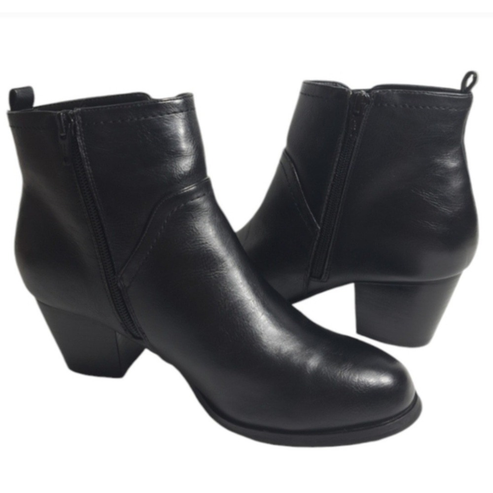 Call It Spring Women's Black Ankle Boots Size 9 Block Heels Side Zipper